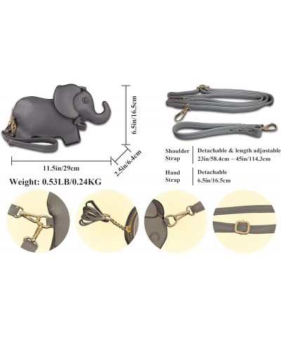 Cute PU Leather Shoulder Bag Fashion Elephant Purse Novelty Animal Shaped Purse Elephant Gifts for Women Grey $11.88 Shoulder...