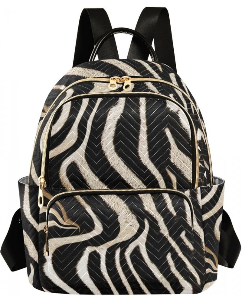 Silver-black Zebra Print Fashion Travel Backpack for Women Multi Pockets Lightweight Purse for Women-S Multicolor Medium $16....