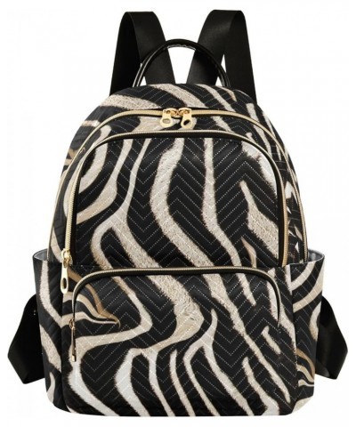 Silver-black Zebra Print Fashion Travel Backpack for Women Multi Pockets Lightweight Purse for Women-S Multicolor Medium $16....