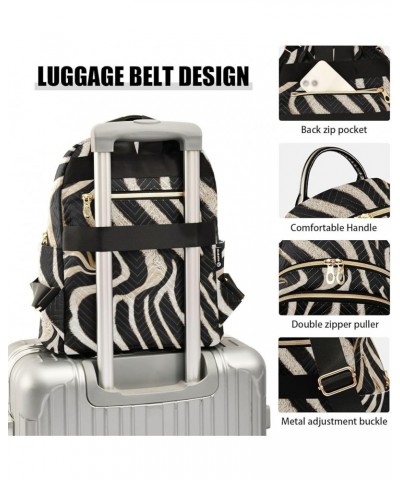 Silver-black Zebra Print Fashion Travel Backpack for Women Multi Pockets Lightweight Purse for Women-S Multicolor Medium $16....