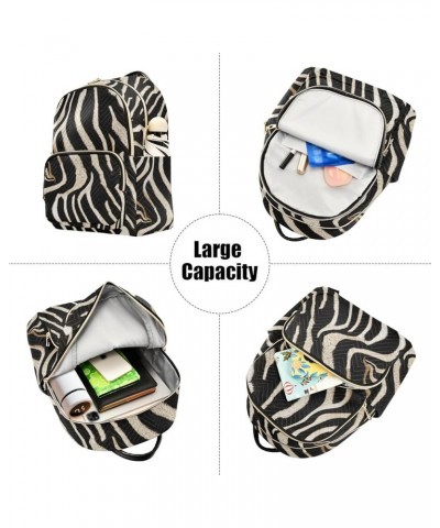 Silver-black Zebra Print Fashion Travel Backpack for Women Multi Pockets Lightweight Purse for Women-S Multicolor Medium $16....