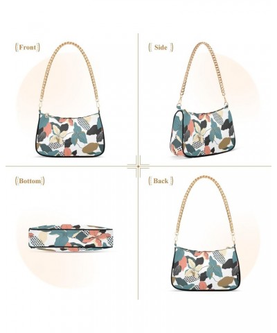 Abstract Flowers Shoulder Bag for Women Clutch Shoulder Purse Chain Bag with Zipper Closure Women's Tote Hobo Handbags Vacati...