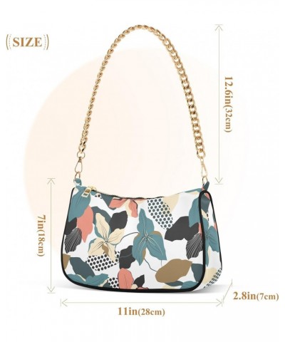 Abstract Flowers Shoulder Bag for Women Clutch Shoulder Purse Chain Bag with Zipper Closure Women's Tote Hobo Handbags Vacati...