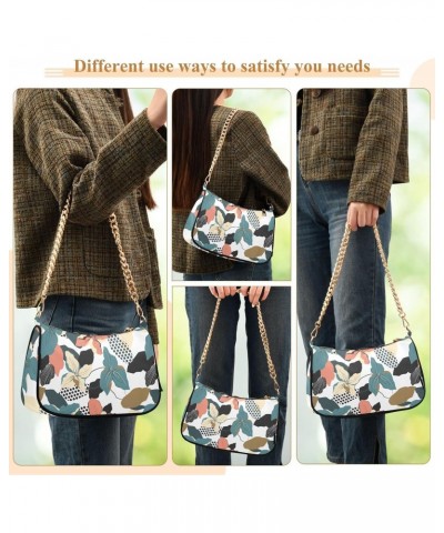 Abstract Flowers Shoulder Bag for Women Clutch Shoulder Purse Chain Bag with Zipper Closure Women's Tote Hobo Handbags Vacati...