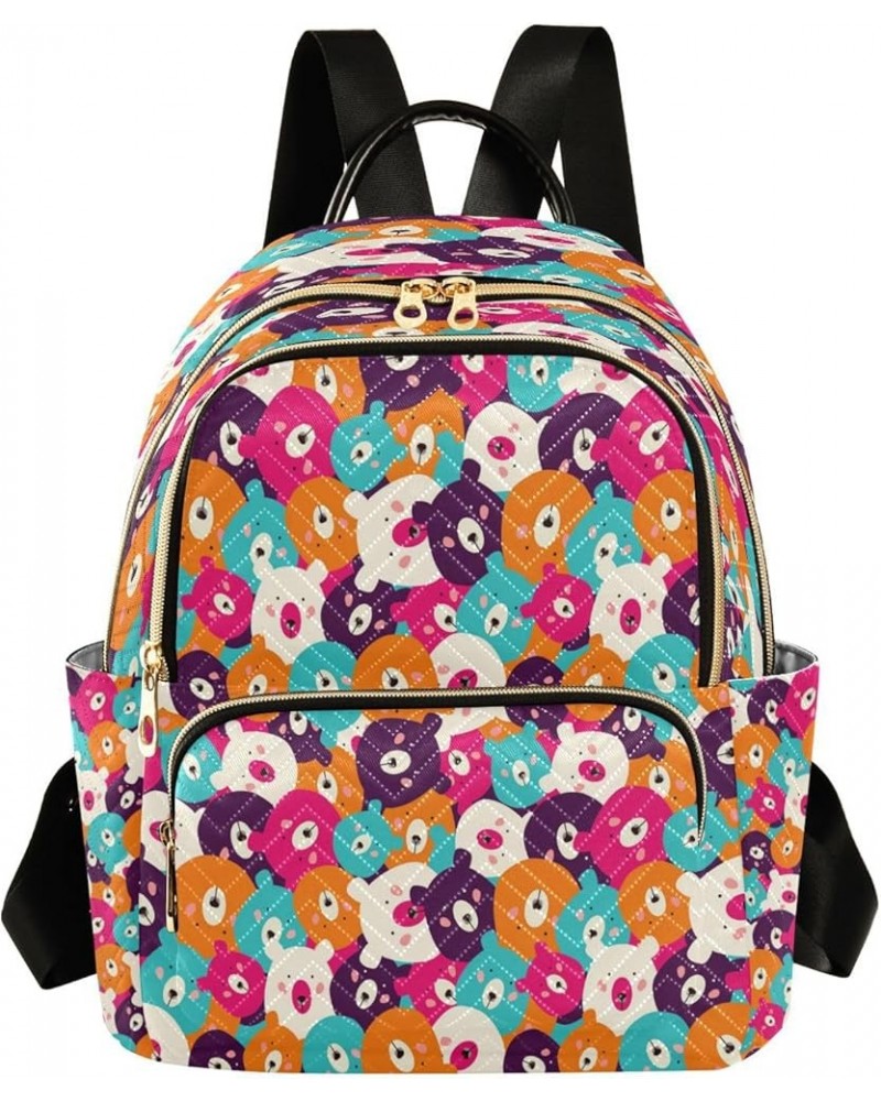 Fashion Backpack Mini Backpack Purse Casual Daily Backpack Colorful Bear Heads for Travel for College Work Medium $18.69 Back...