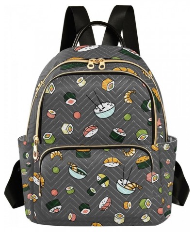 Sushi Pattern Cartoon Backpack for Women, Shoulder Bag Lightweight Mini Backpack Casual Daypack Back Pack Mini(10.23'' x 5.11...