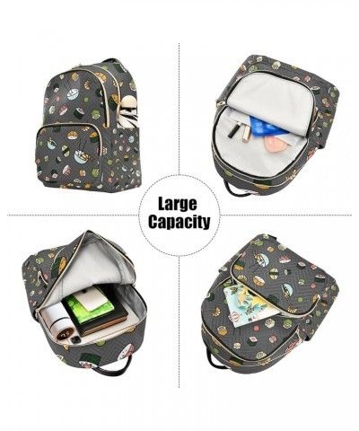 Sushi Pattern Cartoon Backpack for Women, Shoulder Bag Lightweight Mini Backpack Casual Daypack Back Pack Mini(10.23'' x 5.11...