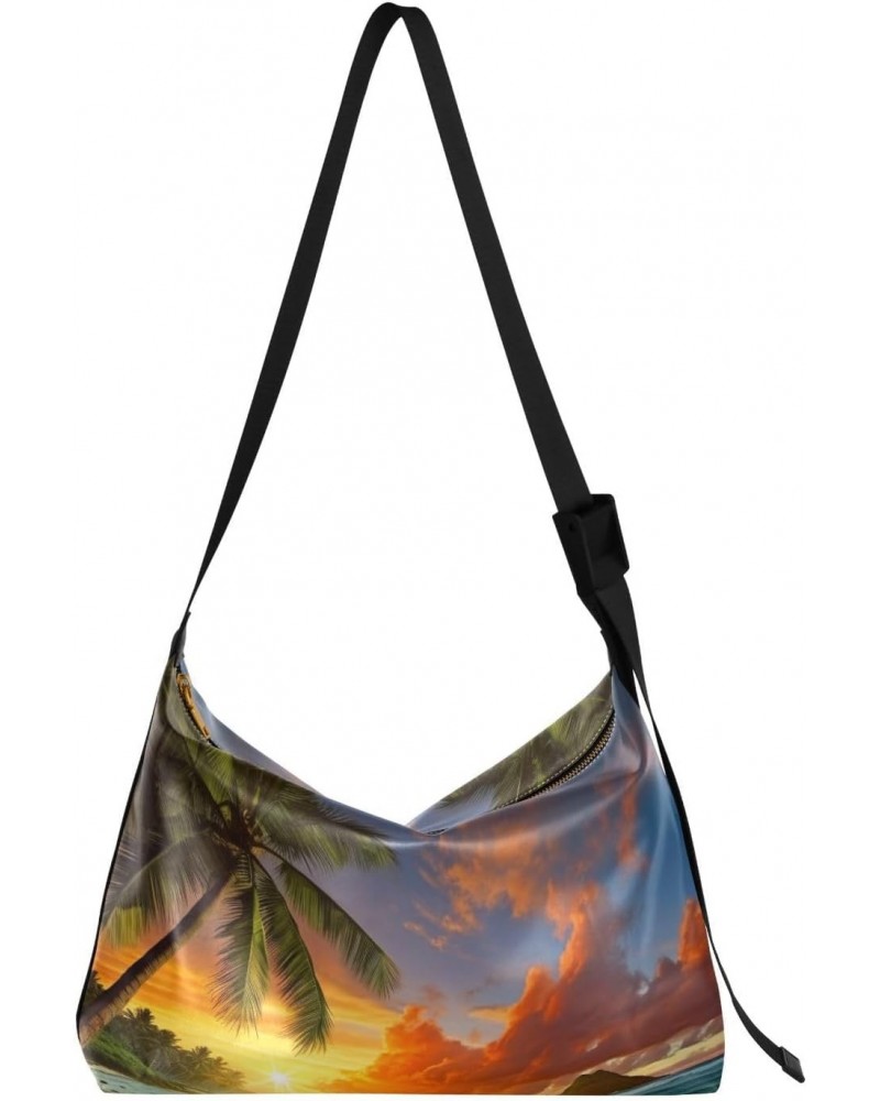 Sunset Tropical Tree Beach Tote Bag for Women Large Hobo Bags Cross Body Bag Tote Purse with Adjustable Strap for Girl Men $1...