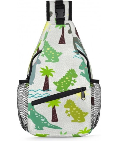 Cartoon Dinosaurs Trees Sling Bag for Women Crossbody Backpack Purse Shoulder Casual Daypack Cross Body Bags for Travel Cycli...