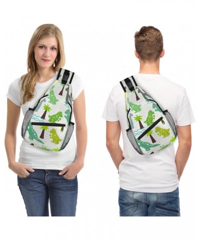 Cartoon Dinosaurs Trees Sling Bag for Women Crossbody Backpack Purse Shoulder Casual Daypack Cross Body Bags for Travel Cycli...