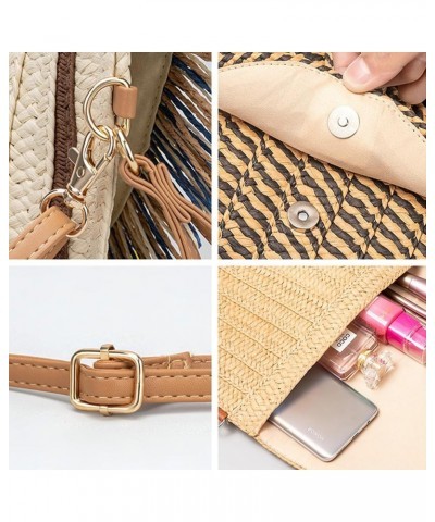 Straw Beach Bag Summer Small Woven Crossbody Bag Rattan Envelope Clutch for Travel with 2 Shoulder Straps (Red) Red $21.30 Totes