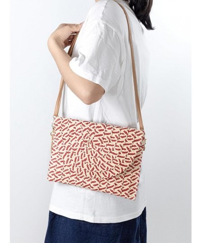 Straw Beach Bag Summer Small Woven Crossbody Bag Rattan Envelope Clutch for Travel with 2 Shoulder Straps (Red) Red $21.30 Totes