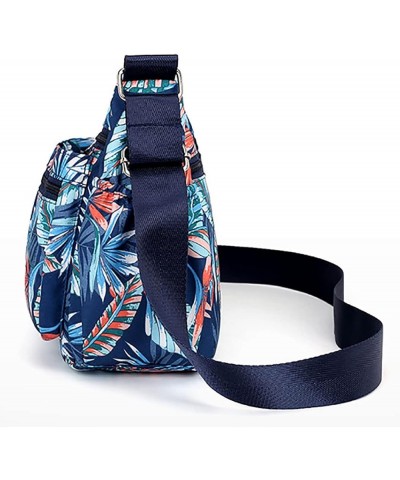 Women Crossbody Bag Water Resistant Nylon Large Capacity Floral Zipper Shoulder Messenger Bag Ink Flower $12.50 Shoulder Bags