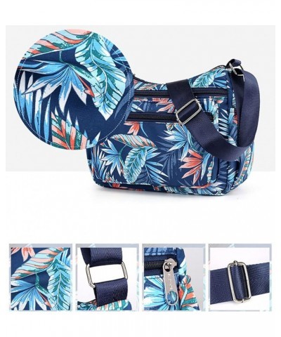 Women Crossbody Bag Water Resistant Nylon Large Capacity Floral Zipper Shoulder Messenger Bag Ink Flower $12.50 Shoulder Bags