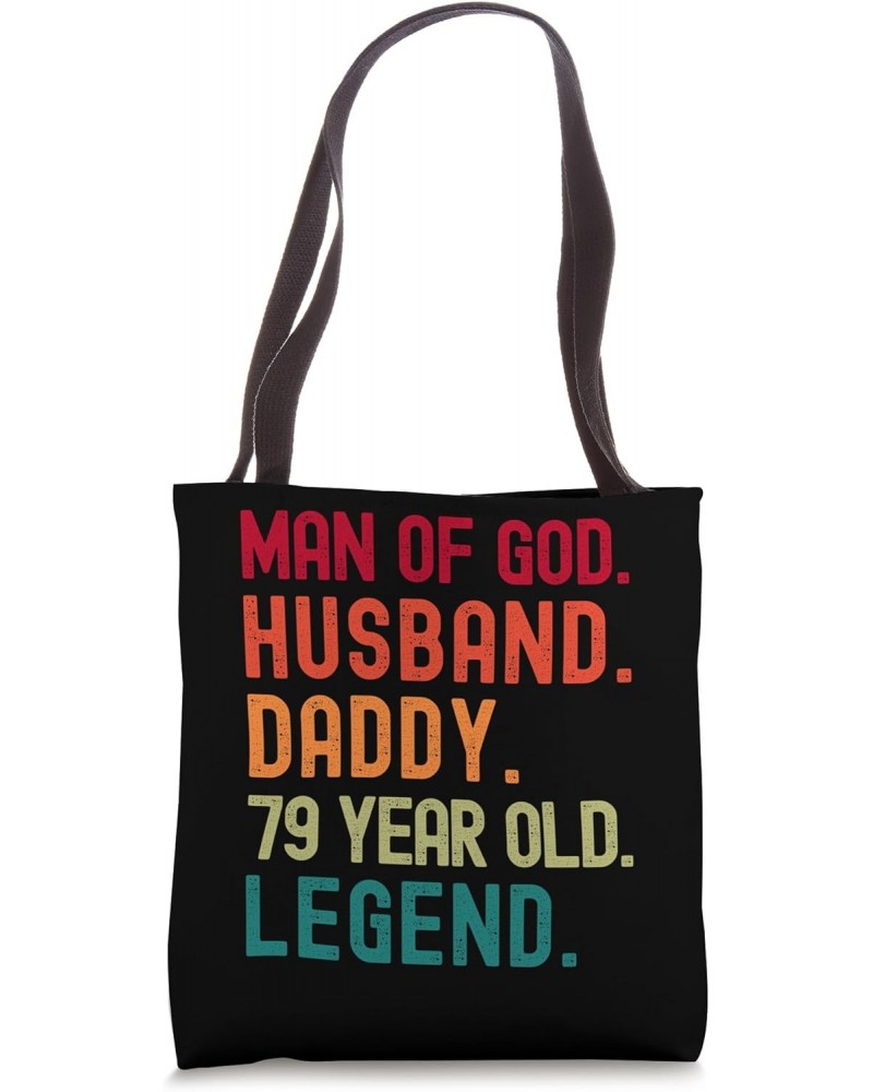 Man of God Husband Dad Funny 79th Birthday Vintage Dad 1944 Tote Bag $11.21 Totes