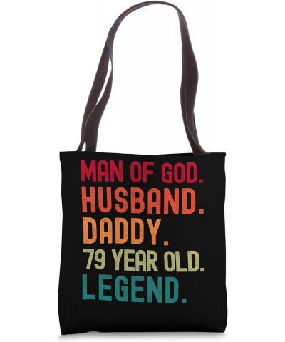 Man of God Husband Dad Funny 79th Birthday Vintage Dad 1944 Tote Bag $11.21 Totes