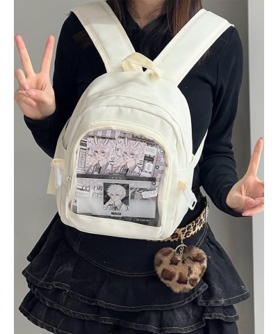 Transparent Pop Badge Anime Backpack 4-Color Multipurpose Bag for iPad & Umbrella Stylish Daily Carry for Trendsetters (white...