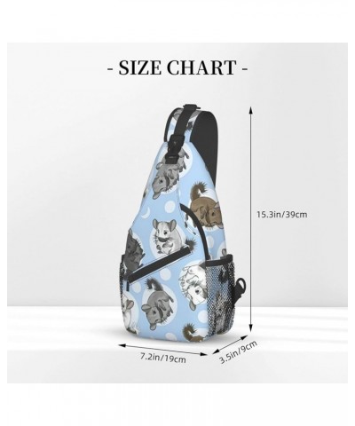 Durable Adjustable Outdoor Hiking Black White Marble Print Cross Chest Bag Diagonally Single Shoulder Backpack Blue Chinchill...