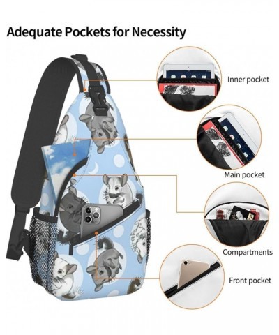 Durable Adjustable Outdoor Hiking Black White Marble Print Cross Chest Bag Diagonally Single Shoulder Backpack Blue Chinchill...