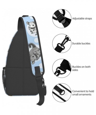 Durable Adjustable Outdoor Hiking Black White Marble Print Cross Chest Bag Diagonally Single Shoulder Backpack Blue Chinchill...