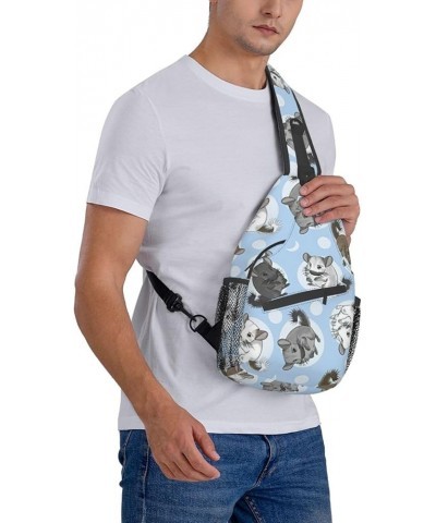 Durable Adjustable Outdoor Hiking Black White Marble Print Cross Chest Bag Diagonally Single Shoulder Backpack Blue Chinchill...