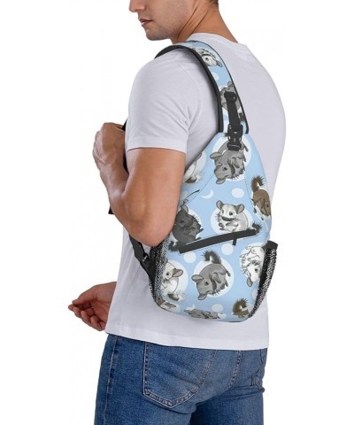 Durable Adjustable Outdoor Hiking Black White Marble Print Cross Chest Bag Diagonally Single Shoulder Backpack Blue Chinchill...