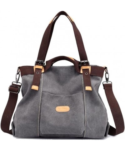 Women Soft Retro Casual All-match Tote Satchel Crossbody Hobo Messenger Canvas Shoulder Bag Clutches Gray $22.13 Totes