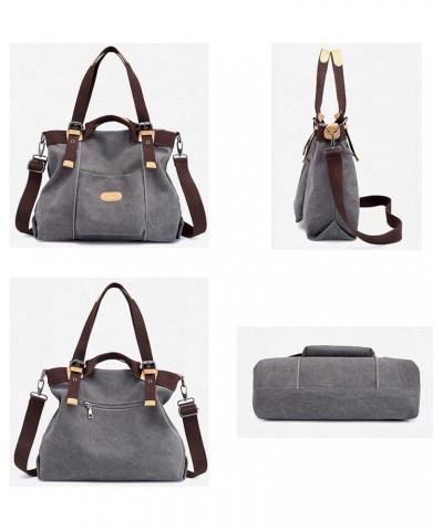 Women Soft Retro Casual All-match Tote Satchel Crossbody Hobo Messenger Canvas Shoulder Bag Clutches Gray $22.13 Totes