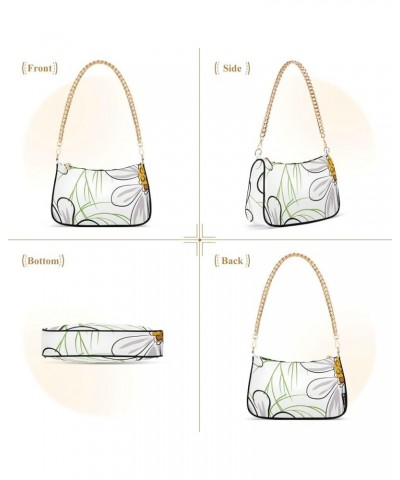 Shoulder Bags for Women, White Daisy Hobo Tote Handbag, Retro Chain Bag Purse with Zipper Color09 $16.49 Shoulder Bags