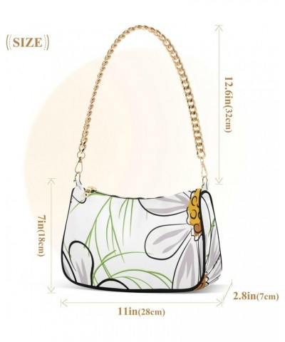 Shoulder Bags for Women, White Daisy Hobo Tote Handbag, Retro Chain Bag Purse with Zipper Color09 $16.49 Shoulder Bags