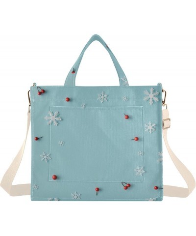 Snowflakes and Red Berries Women's Tote Handbags Top Handle Satchel Shoulder Bag Crossbody Bag for Office Travel M $16.82 Totes