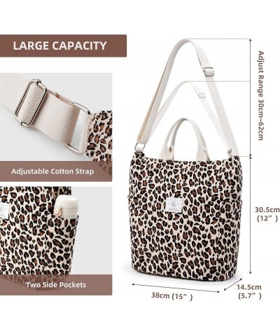 Corduroy Tote Bag, Large Messenger Bag Shoulder Hobo Anti Splash Crossbody Zipper Bag Casual Work Shopping Women Leopard $14....