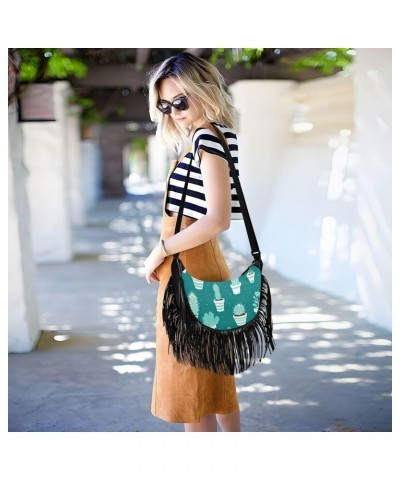 Cactus Green Tassel Crossbody Handbags for Women Ample Capacity Shoulder Bag with Adjustable Strap Durable Shoulder Purse for...