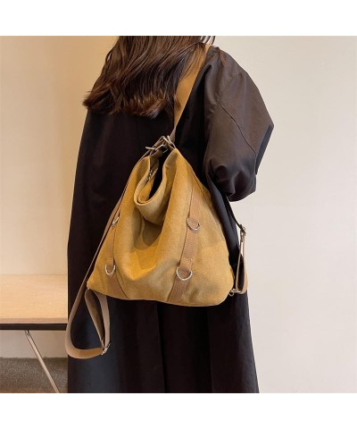 Minimalist Plain Canvas Tote Bag with Pockets Everything Tote Bag Clean Aesthetic Crossbody Tote Bag Khaki $14.18 Shoulder Bags