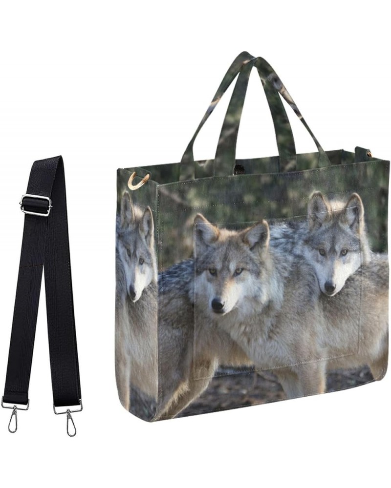 Women's Wood Two Loving Wolves Crossbody Satchel Bag Handbag for Work Travel Gym Shopping Multi05 $11.55 Satchels