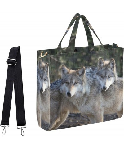 Women's Wood Two Loving Wolves Crossbody Satchel Bag Handbag for Work Travel Gym Shopping Multi05 $11.55 Satchels