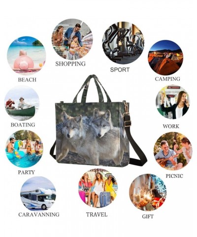 Women's Wood Two Loving Wolves Crossbody Satchel Bag Handbag for Work Travel Gym Shopping Multi05 $11.55 Satchels