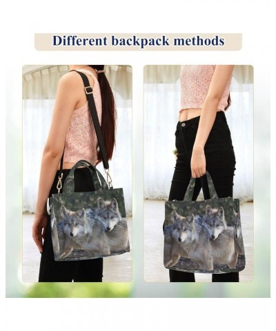 Women's Wood Two Loving Wolves Crossbody Satchel Bag Handbag for Work Travel Gym Shopping Multi05 $11.55 Satchels