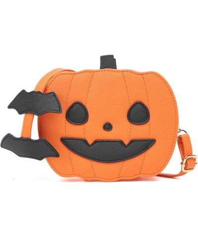 Funny pumpkin bag PU Halloween pumpkin bag single back crossbody women Bag Bags Orange+joyful $23.04 Totes