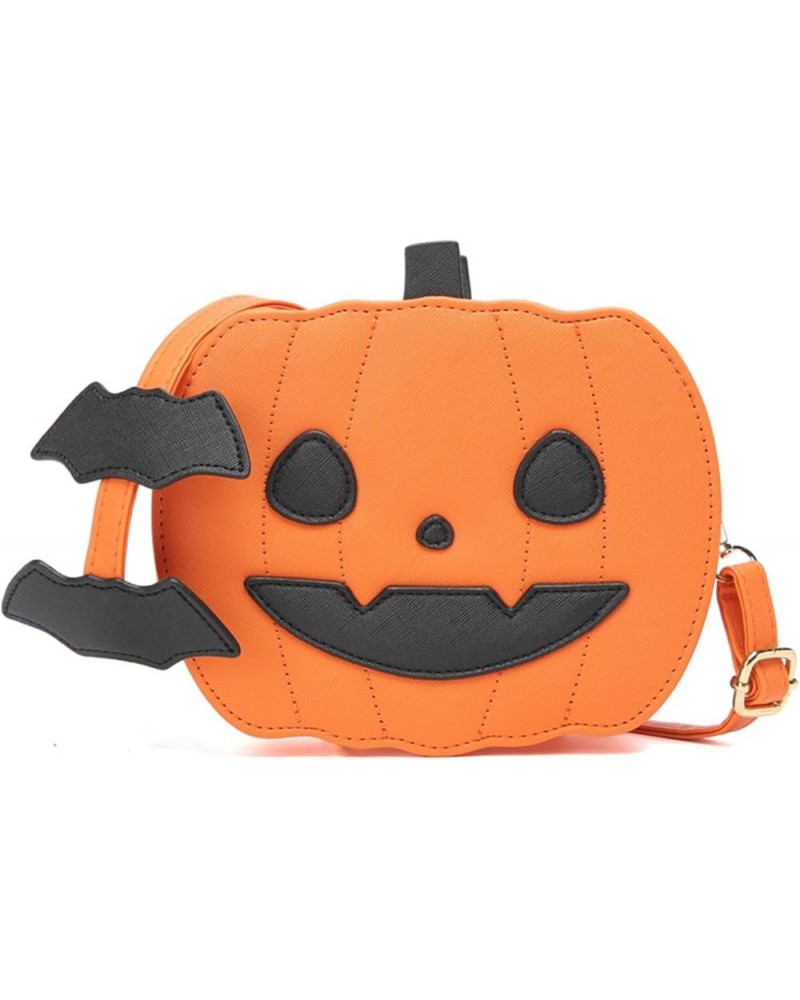 Funny pumpkin bag PU Halloween pumpkin bag single back crossbody women Bag Bags Orange+joyful $23.04 Totes