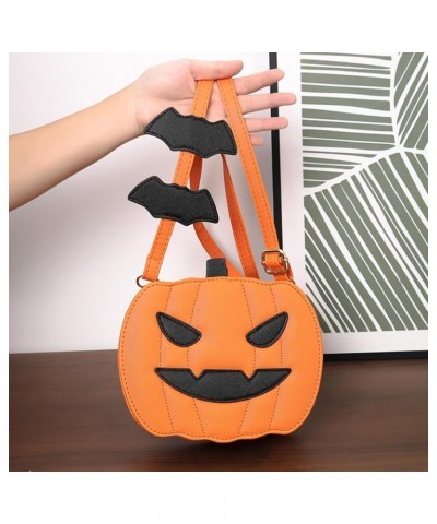 Funny pumpkin bag PU Halloween pumpkin bag single back crossbody women Bag Bags Orange+joyful $23.04 Totes