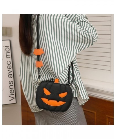 Funny pumpkin bag PU Halloween pumpkin bag single back crossbody women Bag Bags Orange+joyful $23.04 Totes