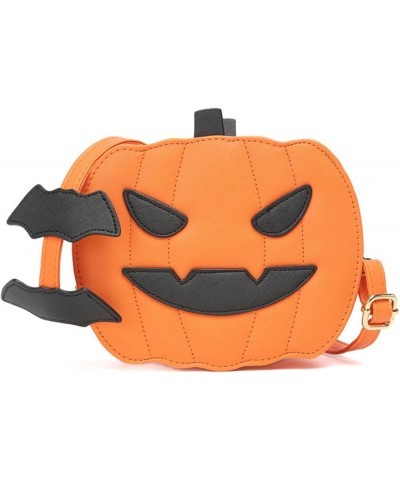 Funny pumpkin bag PU Halloween pumpkin bag single back crossbody women Bag Bags Orange+joyful $23.04 Totes