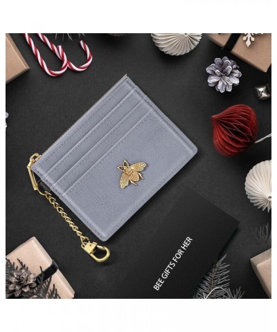 Wristlet Wallets for Women with ID Window Rfid Coin Purse Bee Slim Mini Small Wallet for Women Card Holder Blue $8.69 Wallets