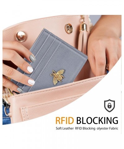 Wristlet Wallets for Women with ID Window Rfid Coin Purse Bee Slim Mini Small Wallet for Women Card Holder Blue $8.69 Wallets