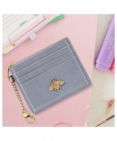 Wristlet Wallets for Women with ID Window Rfid Coin Purse Bee Slim Mini Small Wallet for Women Card Holder Blue $8.69 Wallets