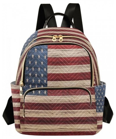 Backpack Purse for Women Usa Flag, Small Fashion Backpack Wooden Lightweight Casual Daypack Shoulder Bag Travel Backpack,S Us...