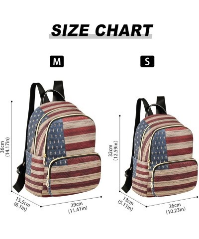 Backpack Purse for Women Usa Flag, Small Fashion Backpack Wooden Lightweight Casual Daypack Shoulder Bag Travel Backpack,S Us...