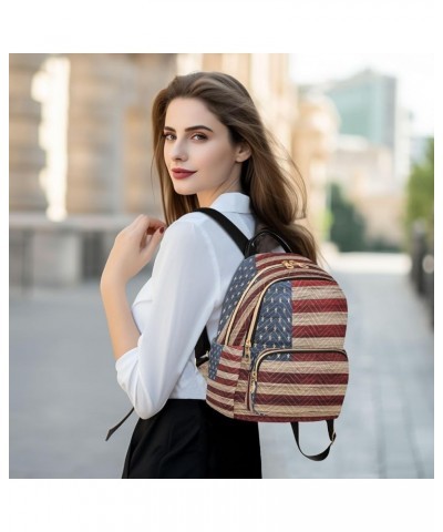 Backpack Purse for Women Usa Flag, Small Fashion Backpack Wooden Lightweight Casual Daypack Shoulder Bag Travel Backpack,S Us...