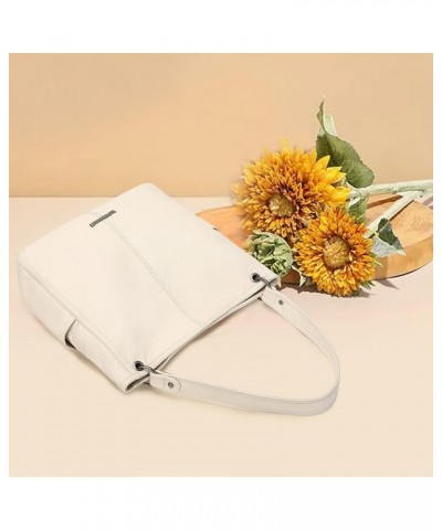 Stone Washed Leather Hobo Purses for Women Soft Top Handle Shoulder Bag with Wallet 2PCS Set Hobo Beige $16.79 Satchels